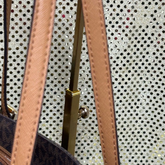 Michael Kors Jersey Signature Dark Brown and Tan Tote Approx. 16 x 11 x 6 - Picture 8 of 17